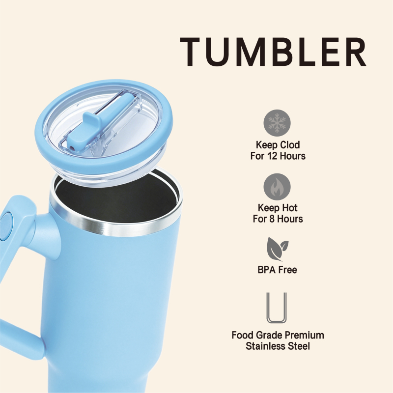 20oz 32oz Stainless Steel Vacuum Insulated 40oz Tumbler with Flexible Handle