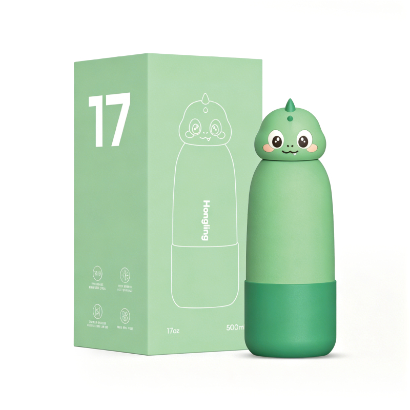 Kids Insulated Water Bottle 500ml - 3D Animal Lid, BPA-Free