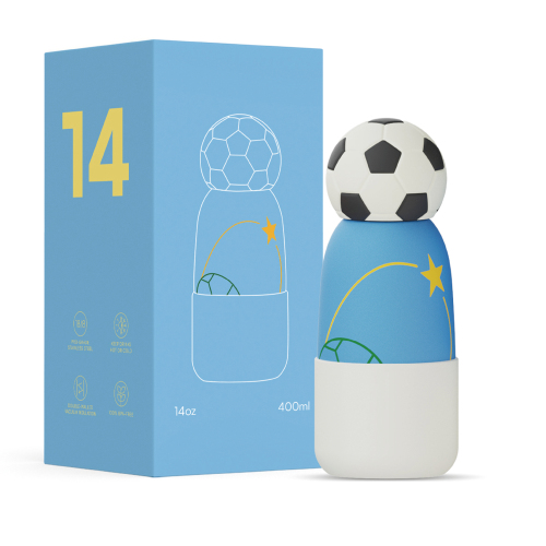 Kids Stainless Steel Water Bottle 500ml with 3D Football Lid