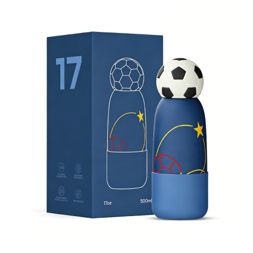 Kids Stainless Steel Water Bottle 500ml with 3D Football Lid