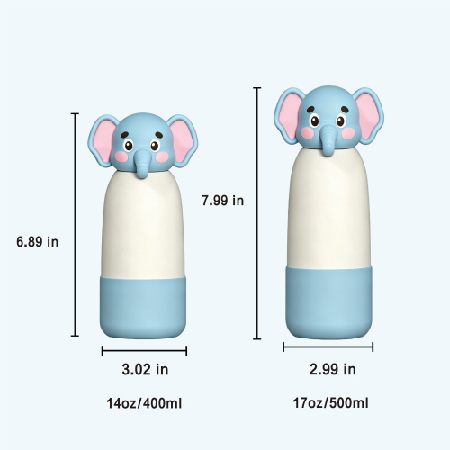 Kids Insulated Water Bottle 500ml - 3D Animal Lid, BPA-Free