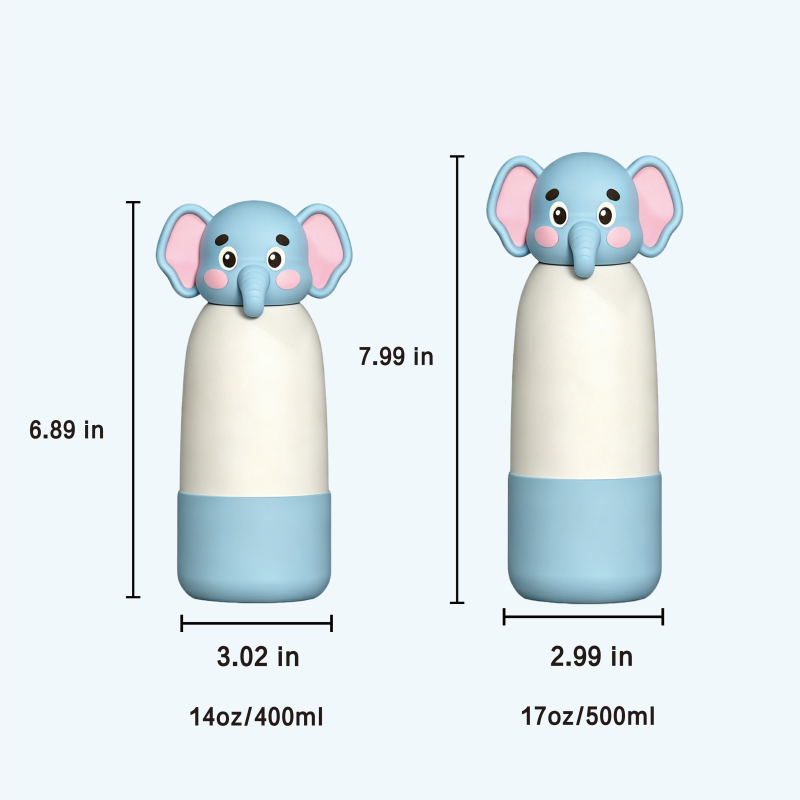 Kids Insulated Water Bottle 500ml - 3D Animal Lid, BPA-Free