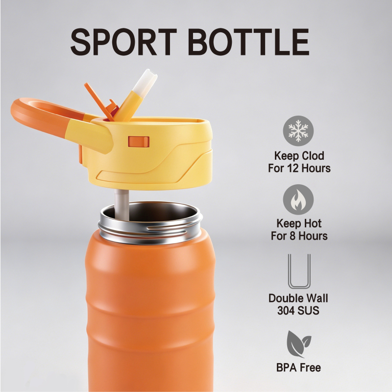 12oz 304 Stainless Steel Insulated Sports Water Bottle with Handle