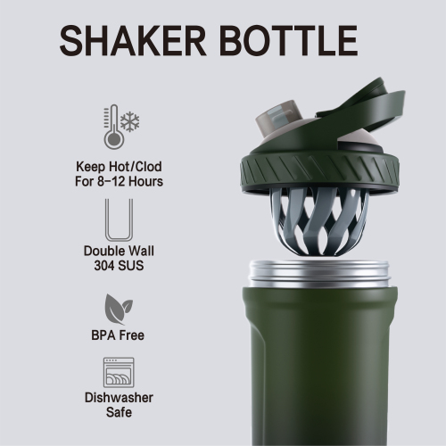 24oz 304 Stainless Steel Protein Shaker with Mixing Ball