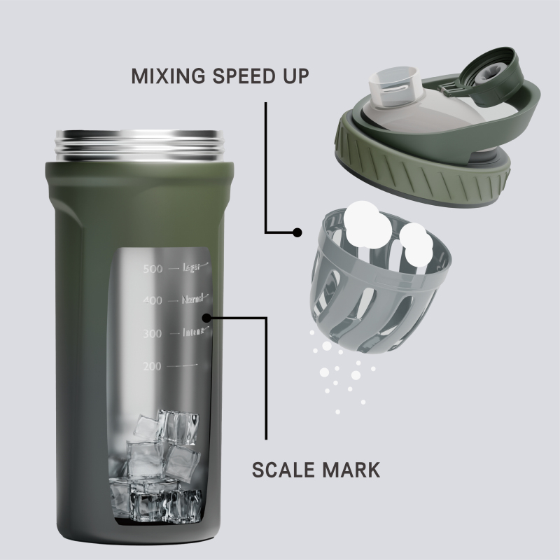 24oz 304 Stainless Steel Protein Shaker with Mixing Ball