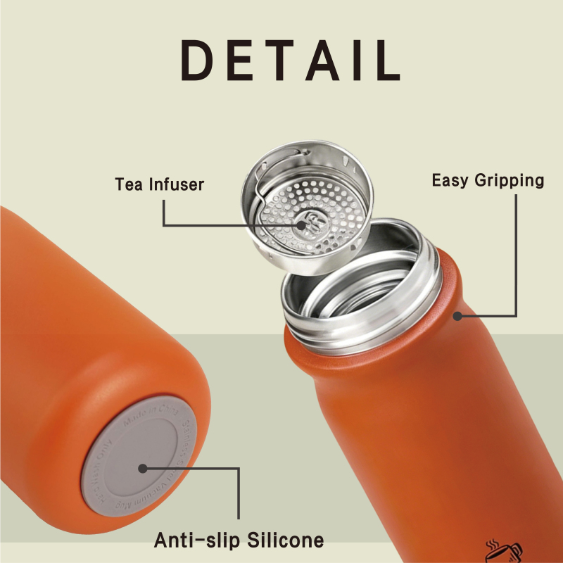 350ml Mini Pocket Water Bottle Stainless Steel Water Bottle with Silicone Mat