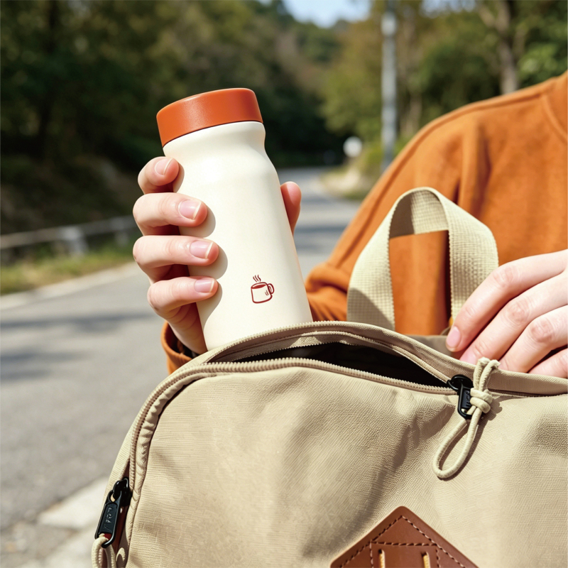 350ml Mini Pocket Water Bottle Stainless Steel Water Bottle with Silicone Mat