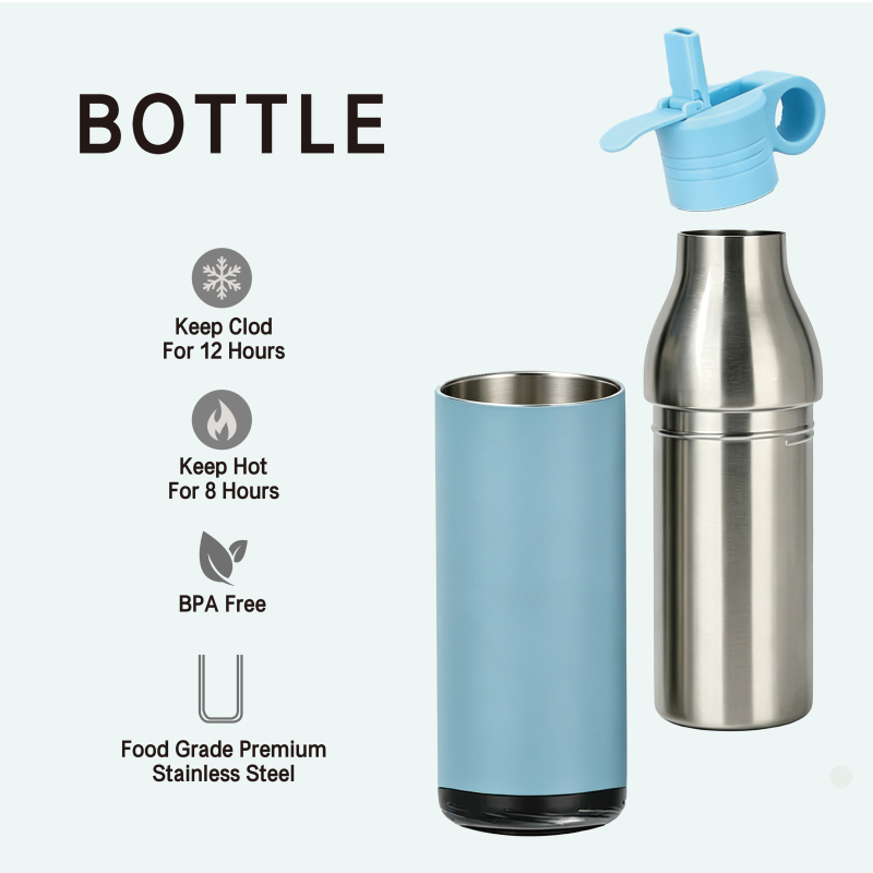 2-in-1 Insulated Water Bottle & Cooler Can 400ml