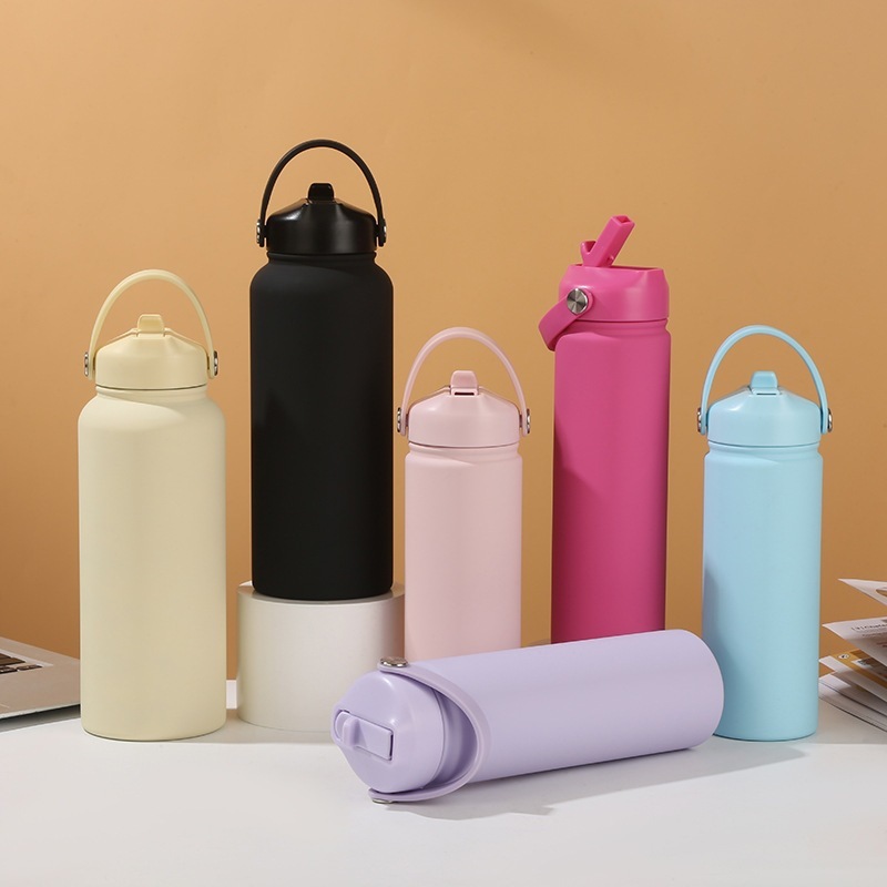 32oz 1L Stainless Steel Vacuum Sports Bottle with Straw Lid