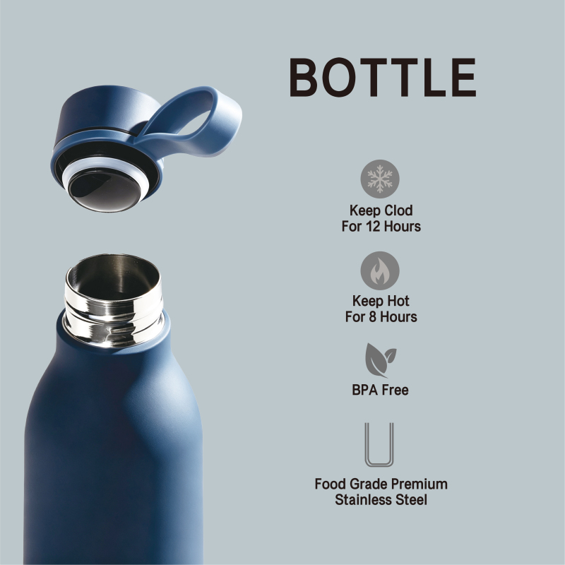 Double Wall Vacuum Insulated Stainless Steel Water Bottle with Silicone Rope