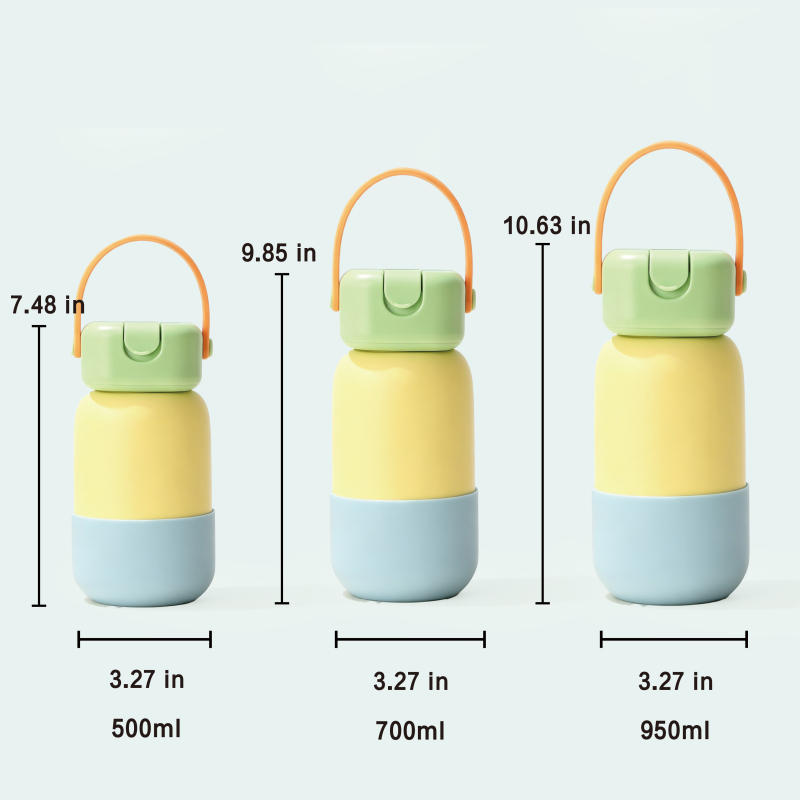 Custom 500ml 700ml 950ml Stainless Steel Insulated Kids Water Bottle with Silicone Mat