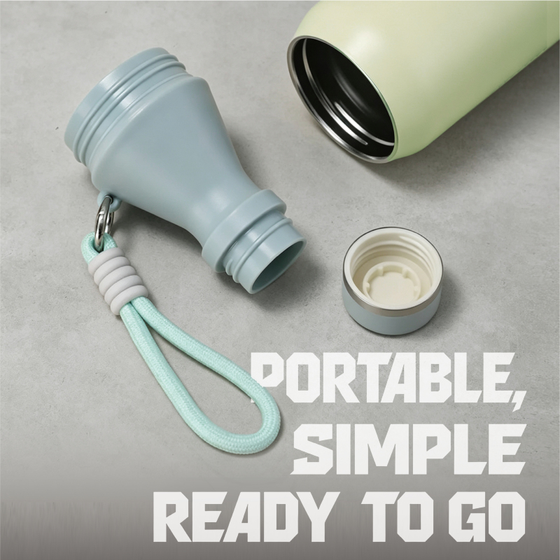 500ml 304 Stainless Steel Multi-section Water Bottle with Rope