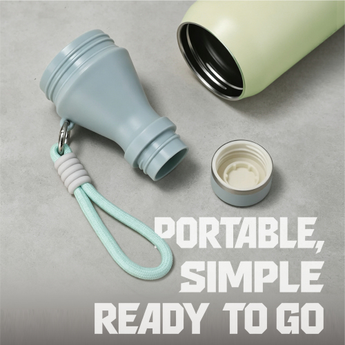 500ml 304 Stainless Steel Multi-section Water Bottle with Rope