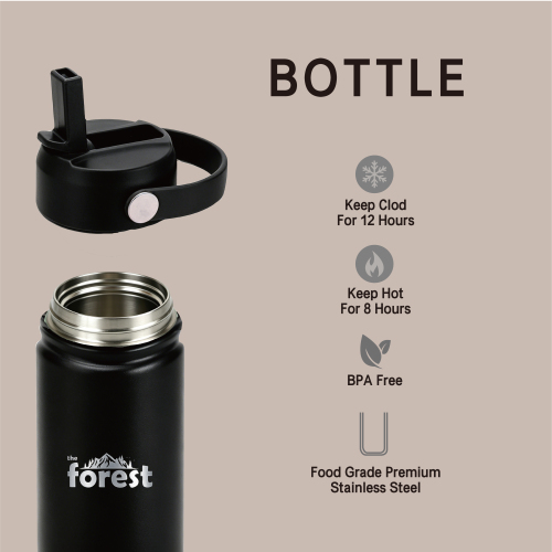 Custom Logo 304 SS Vacuum Insulated Bottle 18oz 32oz with Straw Lid
