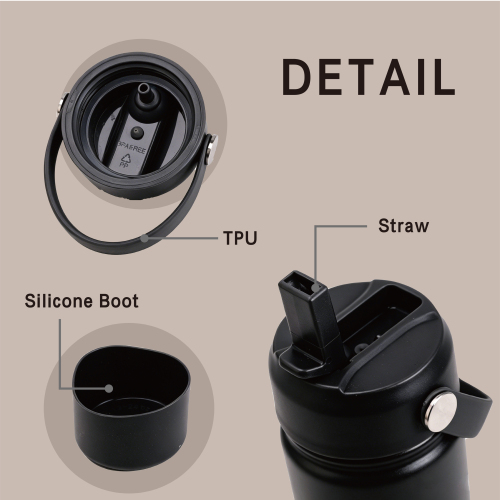 Custom Logo 304 SS Vacuum Insulated Bottle 18oz 32oz with Straw Lid
