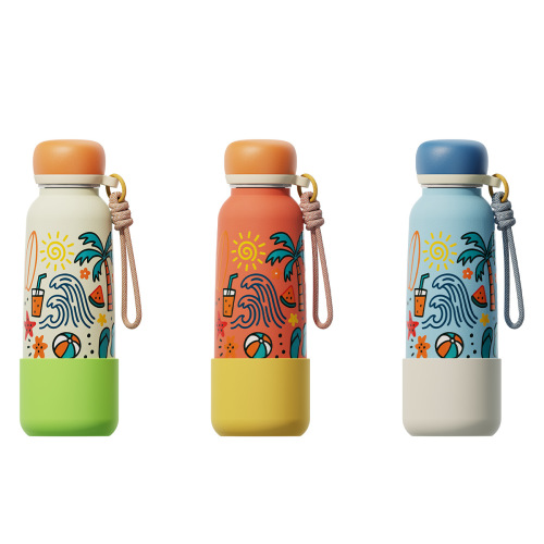 Custom 304 Stainless Steel Vacuum Flask with Silicone Sleeve Custom 304 Stainless Steel Vacuum Flask with Silicone Sleeve