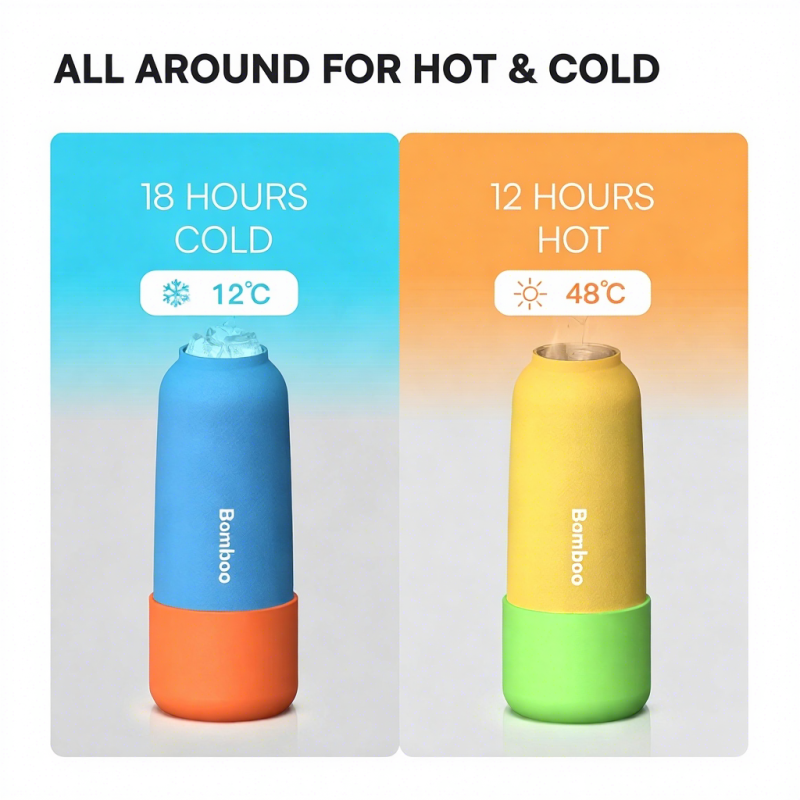 Custom 304 Stainless Steel Vacuum Flask with Silicone Sleeve