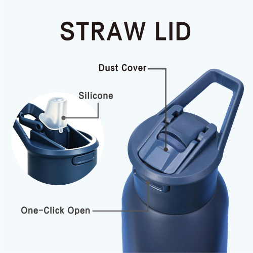 Sports 304 Stainless Steel Water Bottle 600/1000ml with Straw