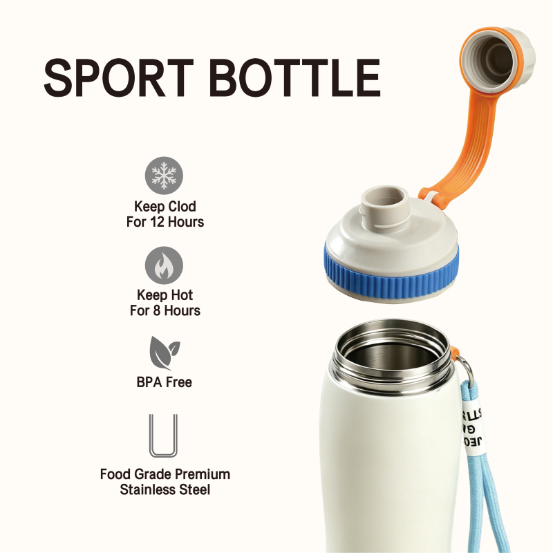 650ml Vacuum Flask 304 SS Leakproof Sports Bottle Handle