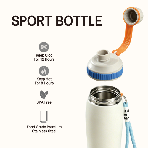 650ml Vacuum Flask 304 SS Leakproof Sports Bottle Handle