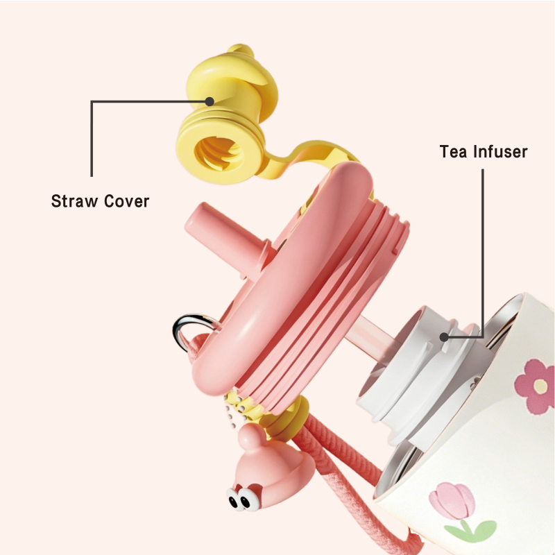 Cute 700ml Cartoon Insulated Tumbler with Tea Infuser for Girls