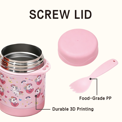 Cartoon 12oz Insulated Stainless Steel Lunch Box & Spoon