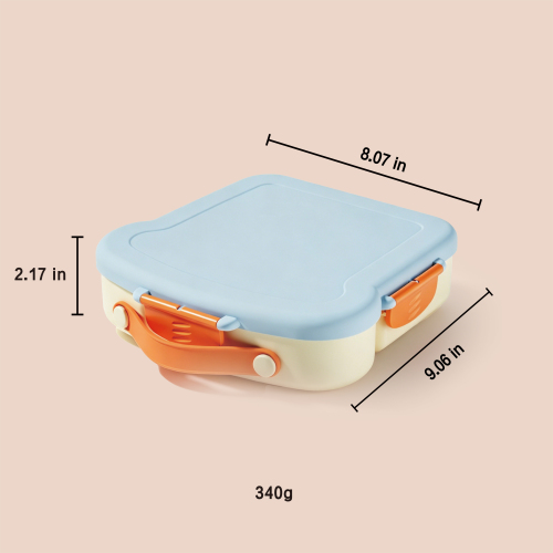 Portable Kids 304 Stainless Steel Leak-Proof Square Plastic Lunch Box with Spoon