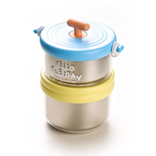 Portable 304 Stainless Steel Leak-Proof Stainless Steel Lunch Box with Foldable Spoon