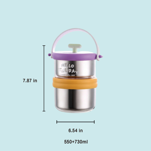 Portable 304 Stainless Steel Leak-Proof Stainless Steel Lunch Box with Foldable Spoon