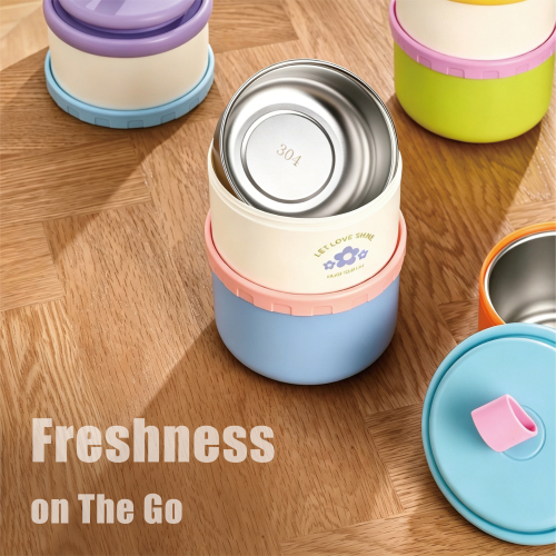 Portable 304 Stainless Steel Lunch Box with Foldable Spoon