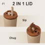 Custom Stainless Steel Vacuum Coffee Mug 350/500ml with 2-in-1 Straw