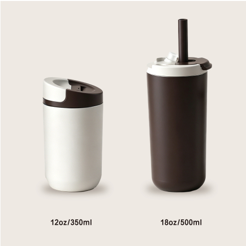 Custom Stainless Steel Vacuum Coffee Mug 350/500ml with 2-in-1 Straw