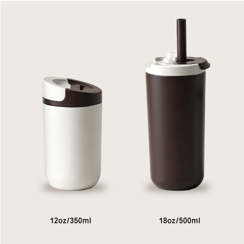 Custom Stainless Steel Vacuum Coffee Mug 350/500ml with 2-in-1 Straw