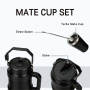 40oz 64oz Stainless Steel Water Bottle Set with Mate Cup