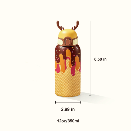 Kids 350ml Insulated Stainless Steel Water Bottle with Straw Lid
