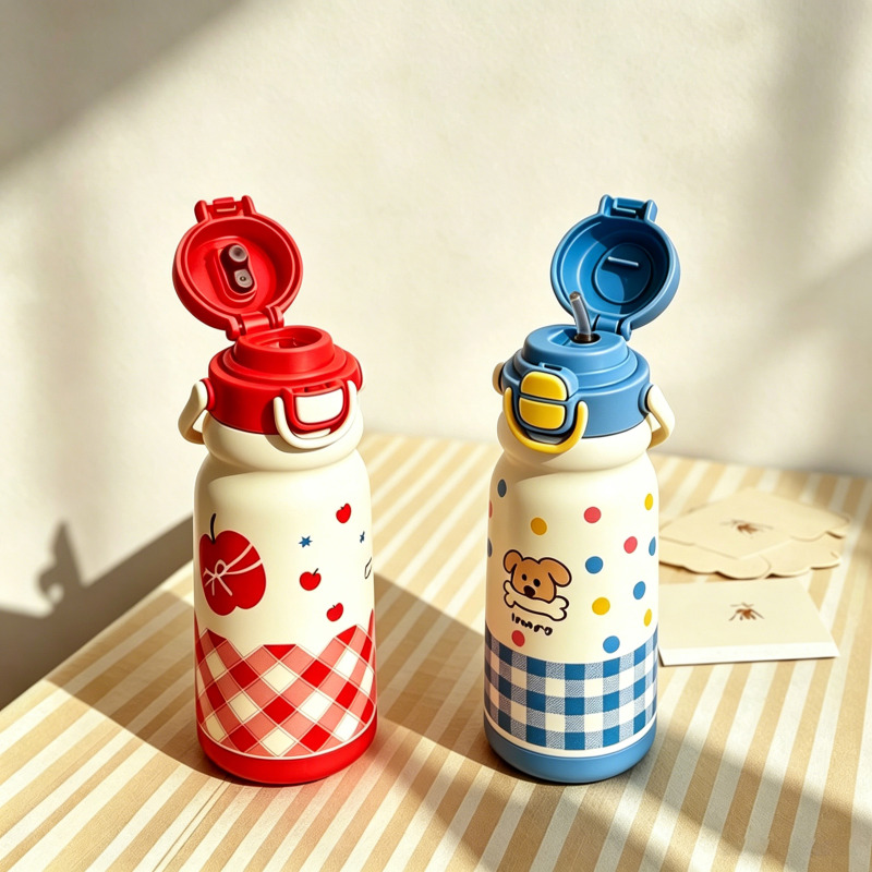 BPA-Free 304 Stainless Steel Vacuum Insulated Kids Water Bottle 2-in-1 Lid