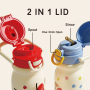 BPA-Free 304 Stainless Steel Vacuum Insulated Kids Water Bottle 2-in-1 Lid
