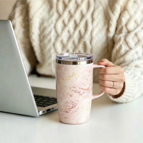 18 oz Double-Wall Vacuum Coffee Tumbler with Handle