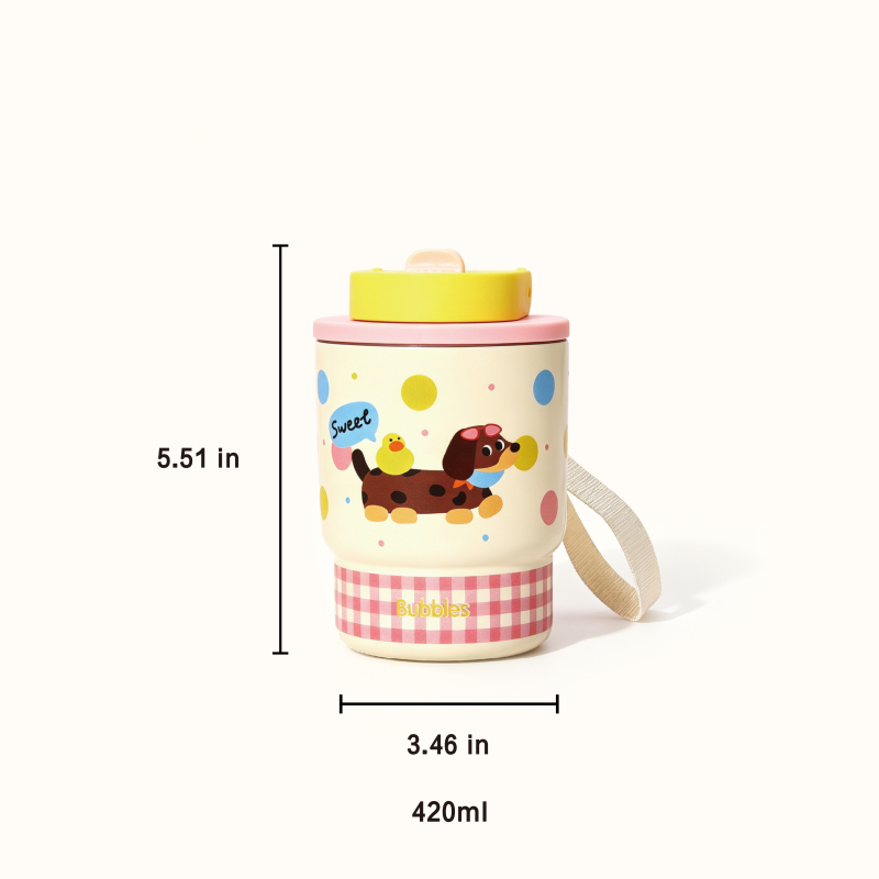 Cute 316 Stainless Steel Insulated Mug with 2-in-1 Lid