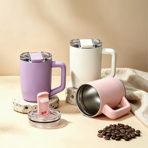 Custom 15oz Stainless Steel Leakproof Coffee Tumbler with Handle