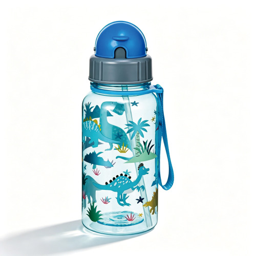 Cute Cartoon BPA-Free 500ml Kids Plastic Water Bottle with Silicone Straw Cute Cartoon BPA-Free 500ml Kids Plastic Water Bottle with Silicone Straw