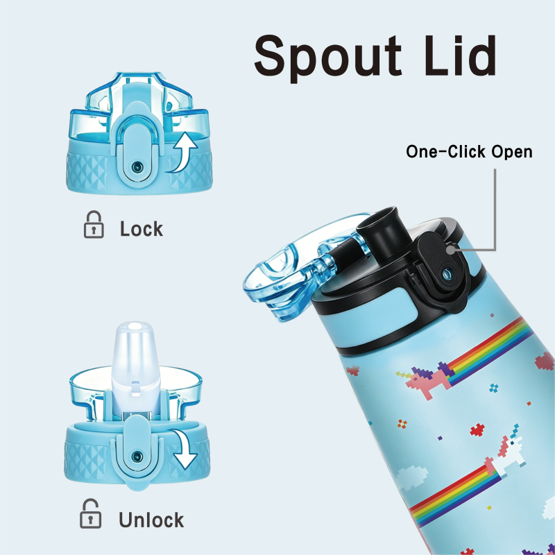 Custom Logo BPA Free Kids Water Bottle 420ml Straw Lid & Handle