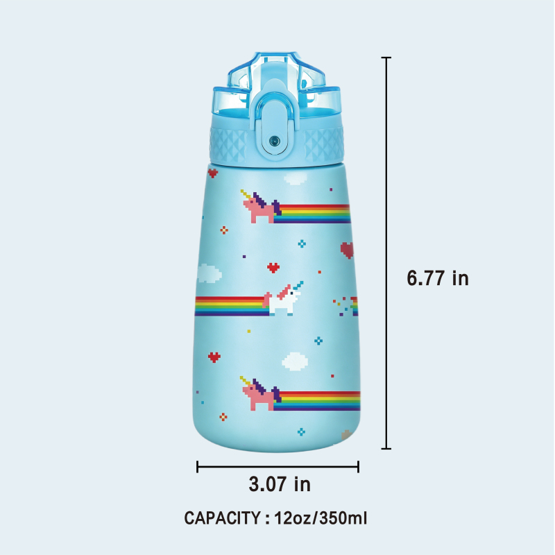 Custom Logo BPA Free Kids Water Bottle 420ml Straw Lid & Handle