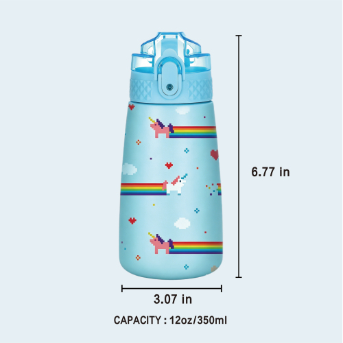 Custom Logo BPA Free Kids Water Bottle 420ml Straw Lid & Handle