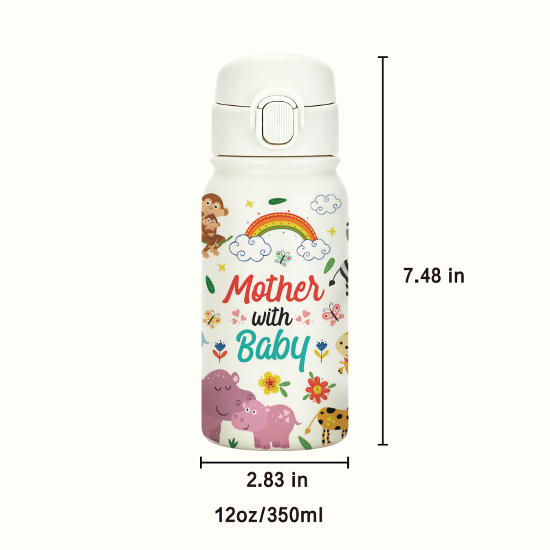 Kids Vacuum Water Bottle 350ml Stainless Steel with Straw BPA Free