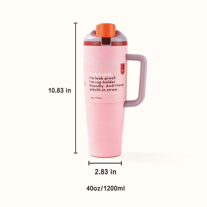 40oz Car Tumbler - 304 Stainless Steel, Leakproof Straw