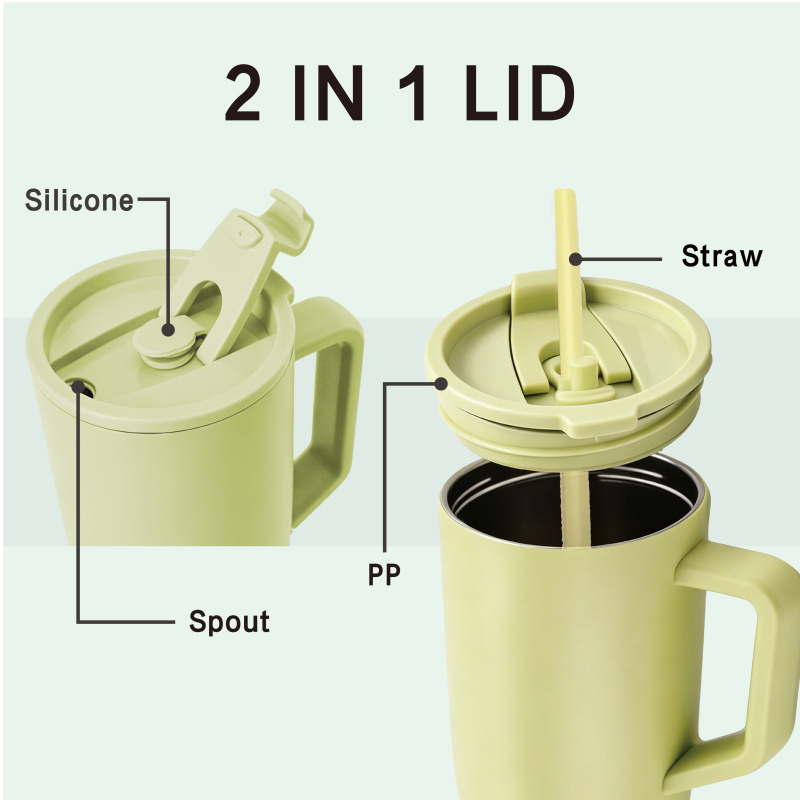 40oz Stainless Steel Travel Tumbler Leakproof Lid & Straw