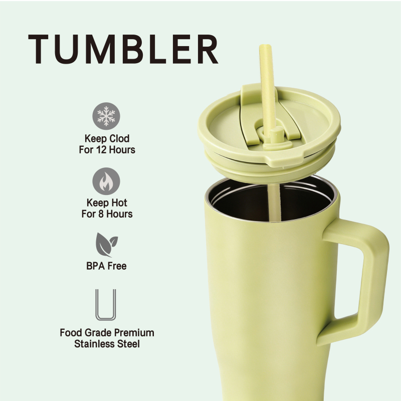 40oz Stainless Steel Travel Tumbler Leakproof Lid & Straw