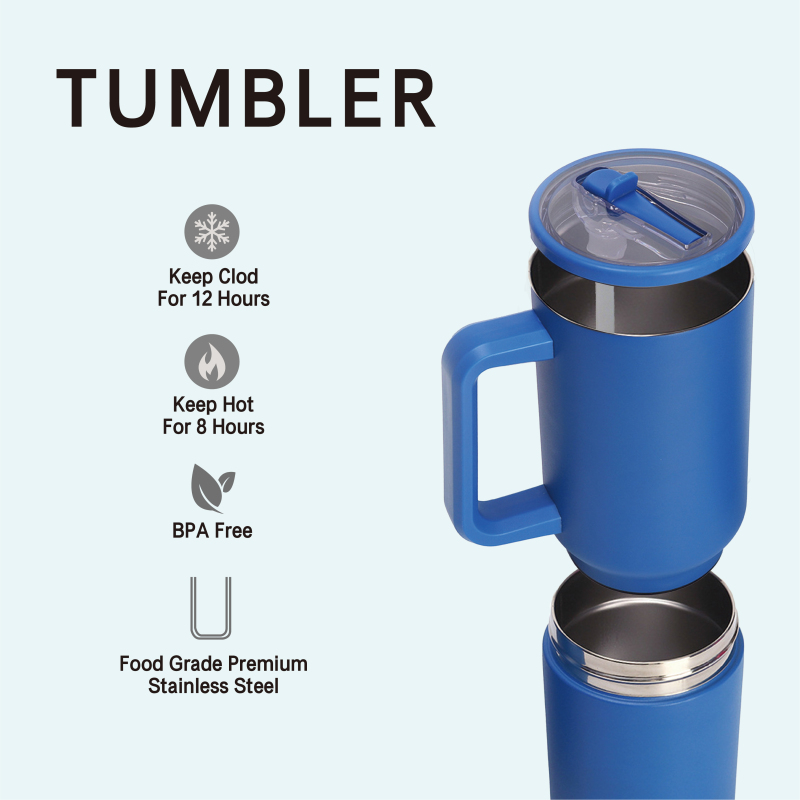 40oz 304 Leakproof Insulated Tumbler with Handle & Straw
