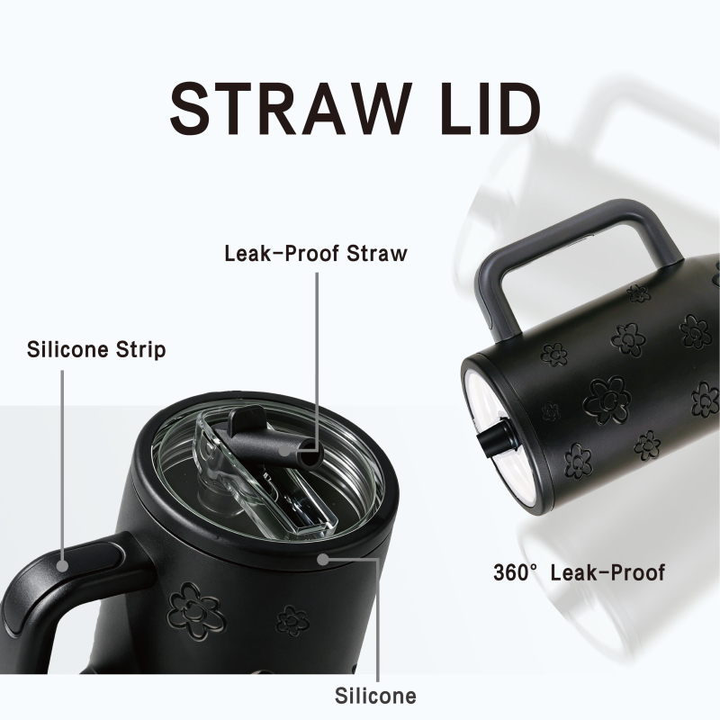 40oz Stainless Steel Vacuum Tumbler with Leakproof Straw